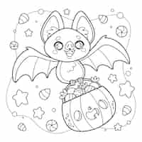 Gratis vector halloween-viering kleurplaat illustratie