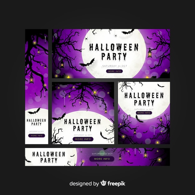 Halloween-webbannerinzameling met realistisch ontwerp