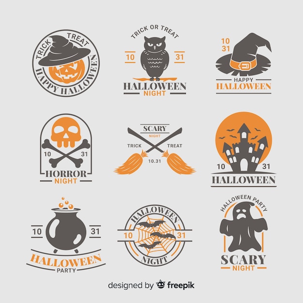 Gratis vector halloween wezens badge-collectie