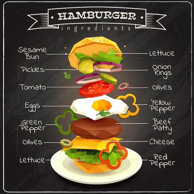 Gratis vector hamburger ingrediënten infographics