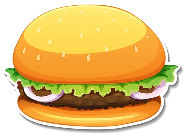 Gratis vector hamburger met vlees en groente in cartoonstijl