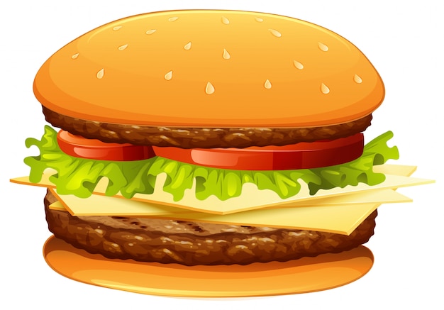 Gratis vector hamburger met vlees en kaas