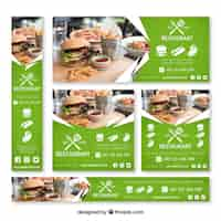 Gratis vector hamburger restaurant webbanner collectie met foto