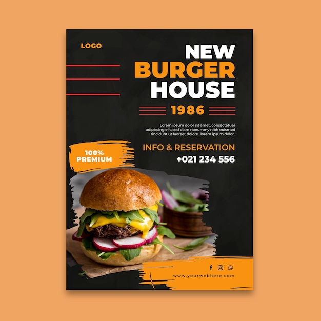 Gratis vector hamburgers restaurant poster sjabloon