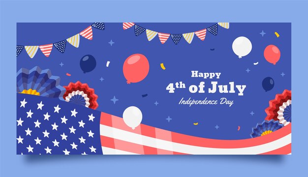 Gratis vector hand getekend 4 juli banner