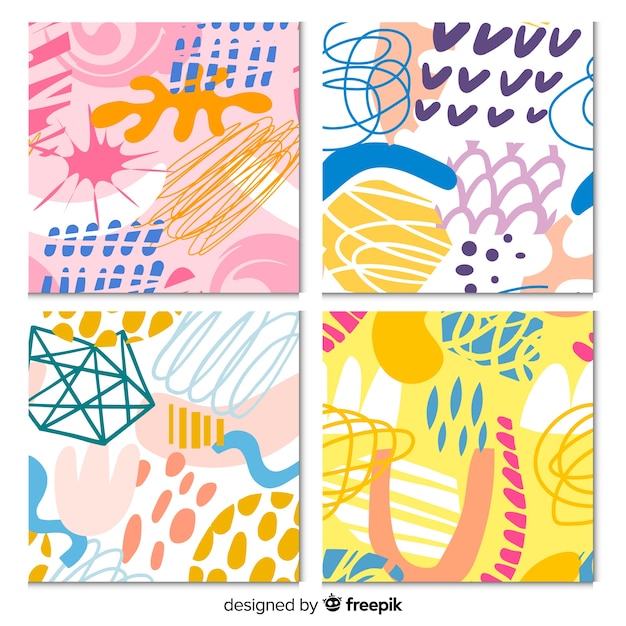 Hand getekend abstract patroon collectie