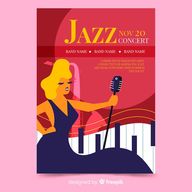 Gratis vector hand getekend abstracte jazz poster sjabloon