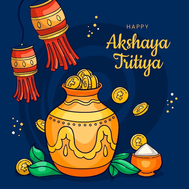 Gratis vector hand getekend akshaya tritiya illustratie