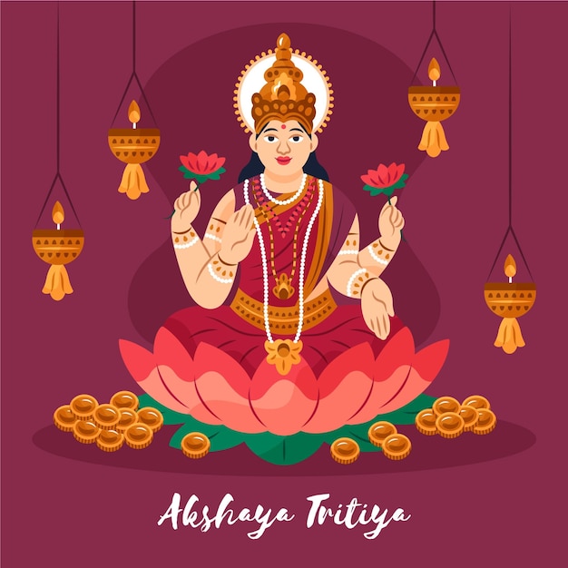 Gratis vector hand getekend akshaya tritiya illustratie