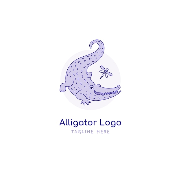 Gratis vector hand getekend alligator logo-ontwerp