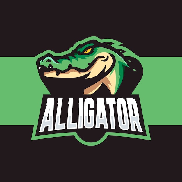 Hand getekend alligator logo-ontwerp