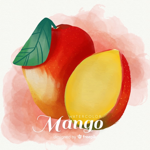 Gratis vector hand getekend aquarel mango achtergrond