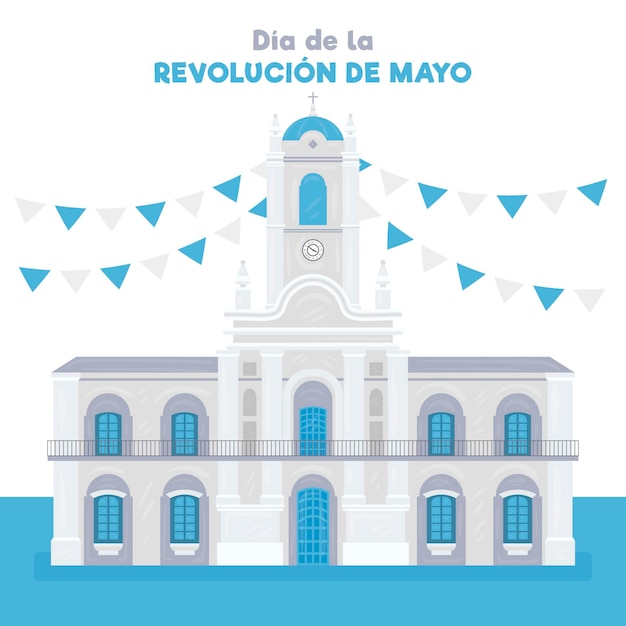 Gratis vector hand getekend argentijnse dia de la revolucion de mayo illustratie