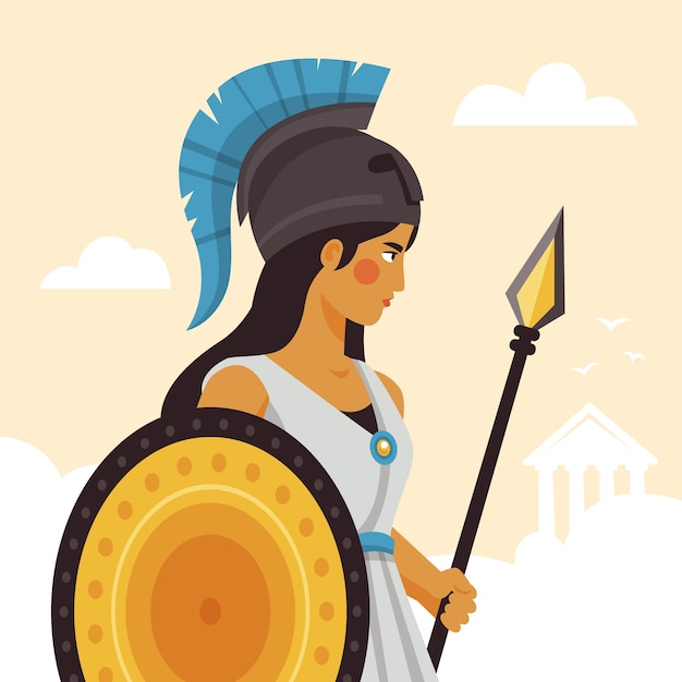 Gratis vector hand getekend athena illustratie