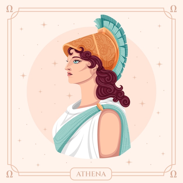 Gratis vector hand getekend athena illustratie