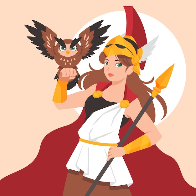 Gratis vector hand getekend athena illustratie