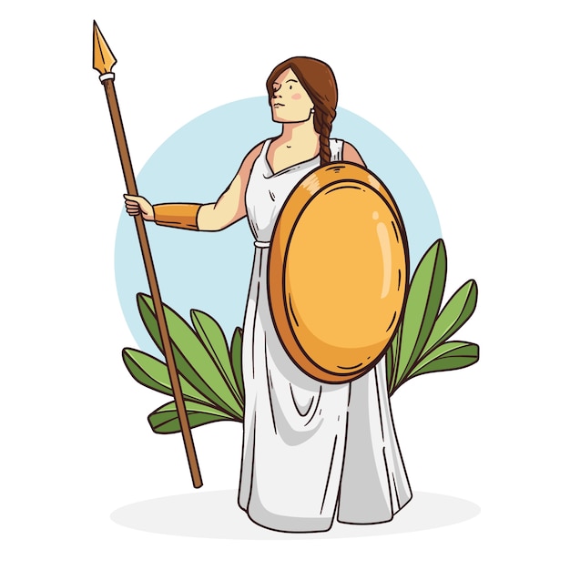 Gratis vector hand getekend athena illustratie