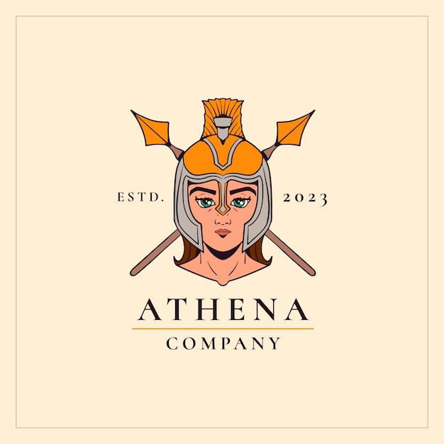 Hand getekend athena logo-ontwerp