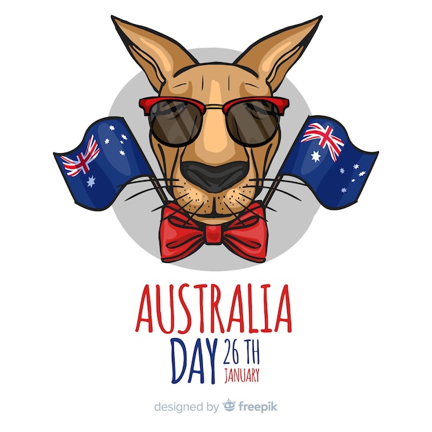 Gratis vector hand getekend australië dag achtergrond