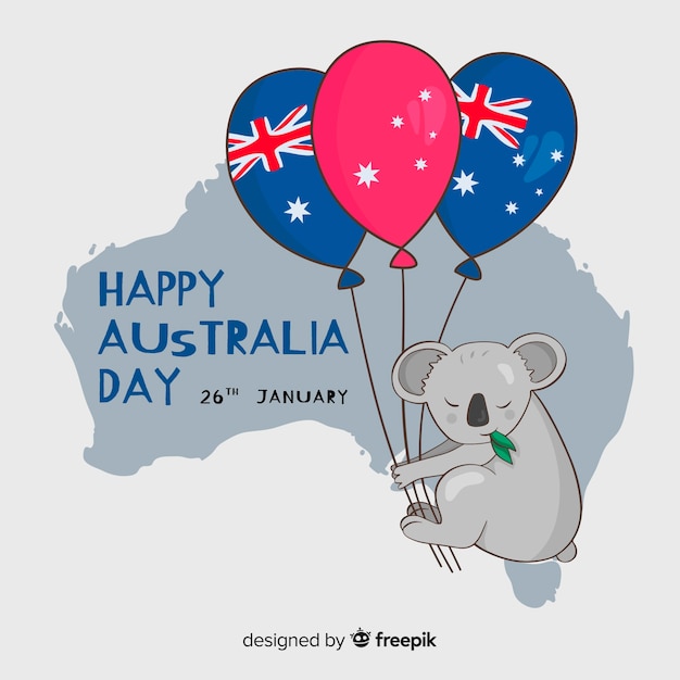 Gratis vector hand getekend australië dag achtergrond