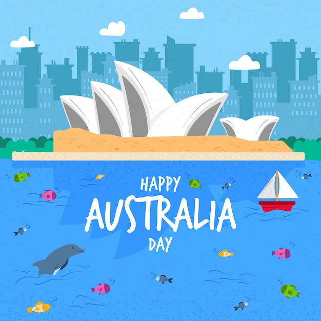 Gratis vector hand getekend australië dag