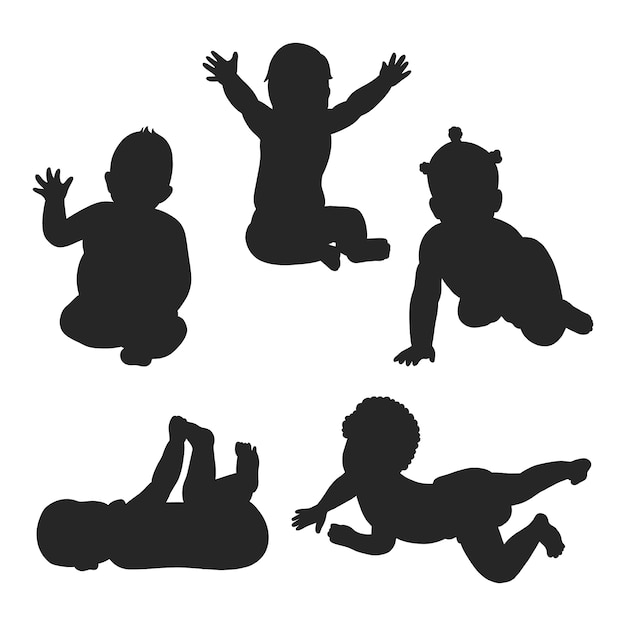 Gratis vector hand getekend baby silhouet