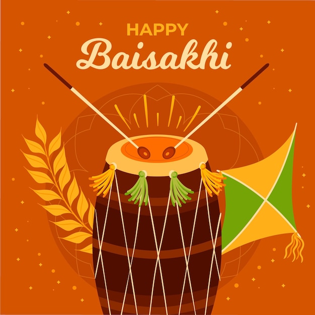 Gratis vector hand getekend baisakhi illustratie