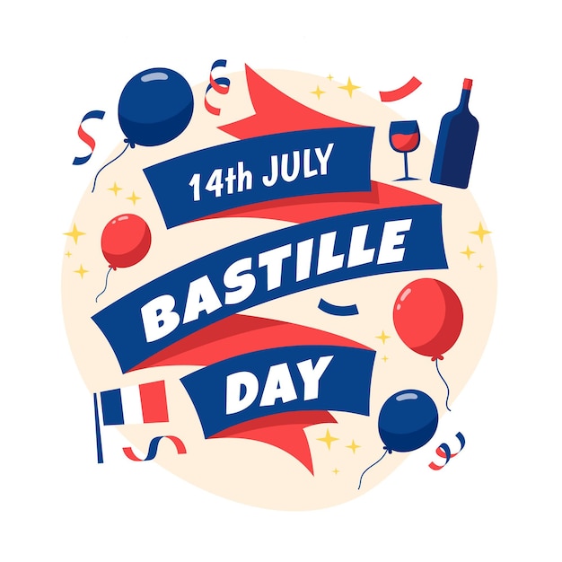 Gratis vector hand getekend bastille dag concept