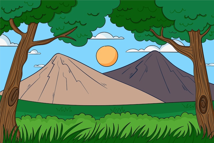 Gratis Vector hand getekend berglandschap