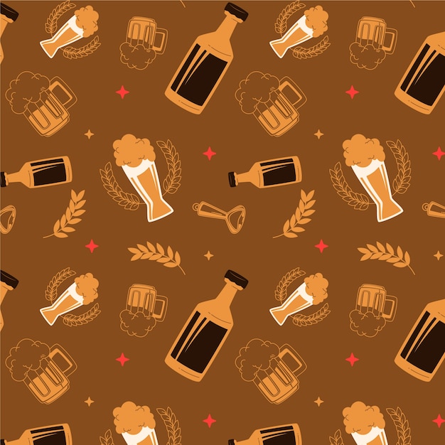 Hand getekend bier bar patroon ontwerp