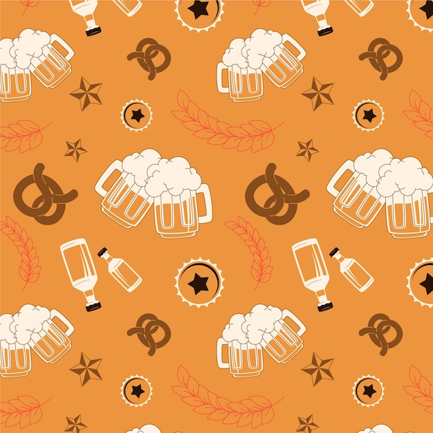 Gratis vector hand getekend bier bar patroon ontwerp