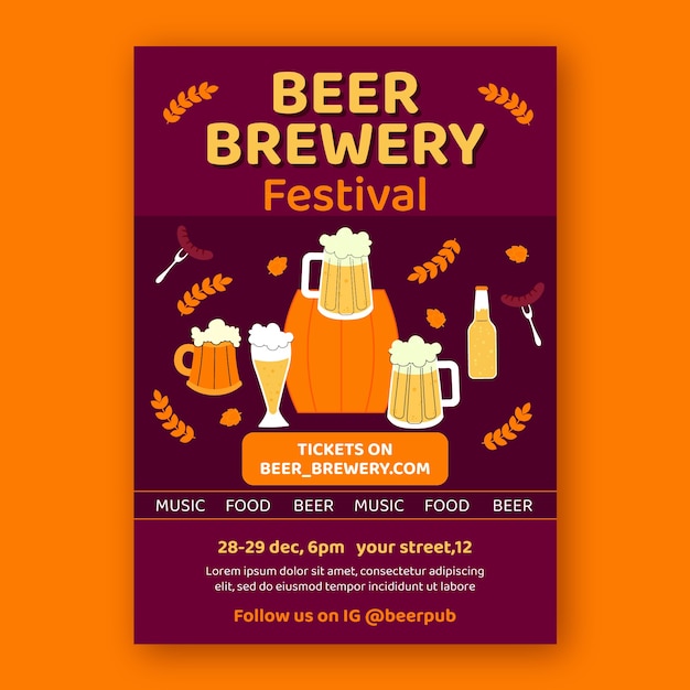 Gratis vector hand getekend bierbar posterontwerp