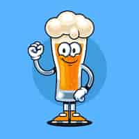 Gratis vector hand getekend bierglas cartoon afbeelding