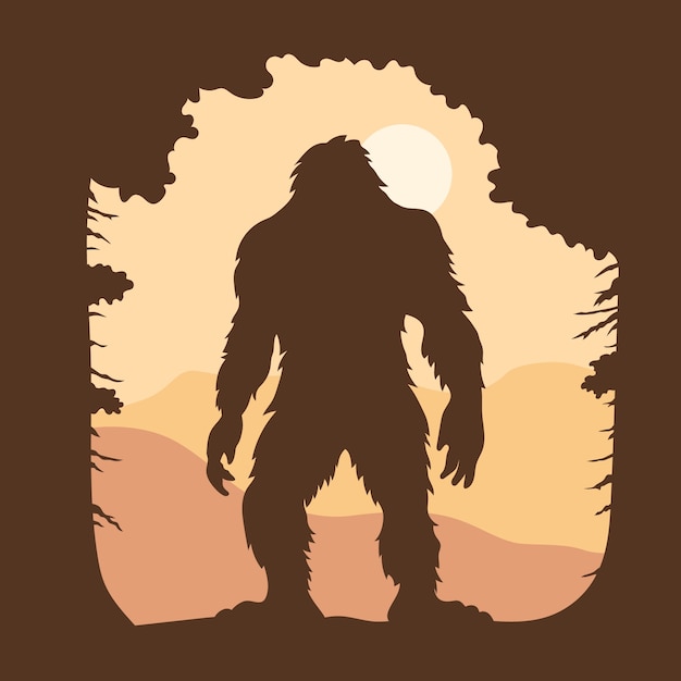 Hand getekend bigfoot silhouet