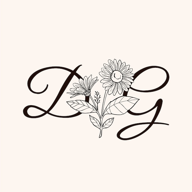 Gratis vector hand getekend bloemen monogram logo