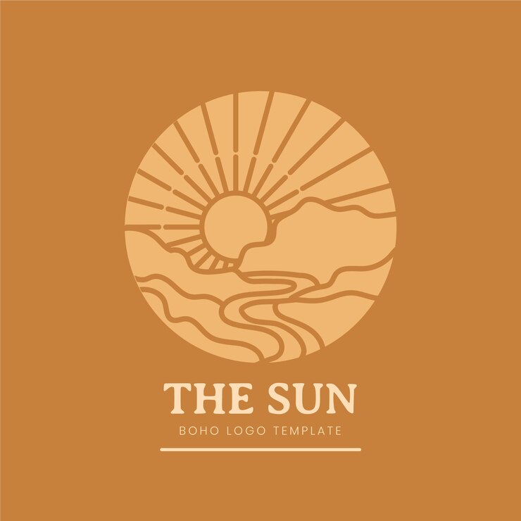 Gratis Vector hand getekend boho zon logo