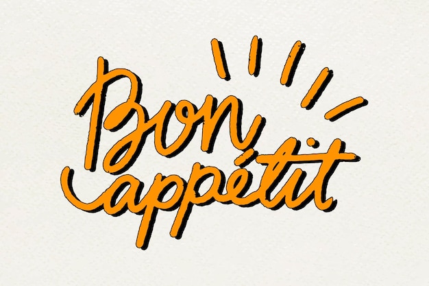 Gratis vector hand getekend bon appetit typografie gestileerd lettertype
