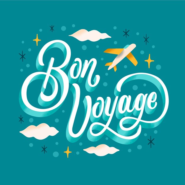 Hand getekend bon voyage belettering ontwerp