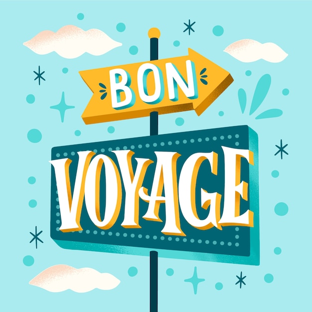 Gratis vector hand getekend bon voyage belettering ontwerp