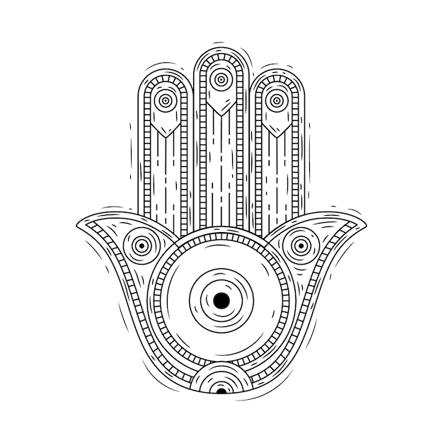 Hand getekend boze oog symbool