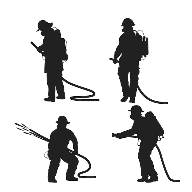 Gratis vector hand getekend brandweerman silhouet