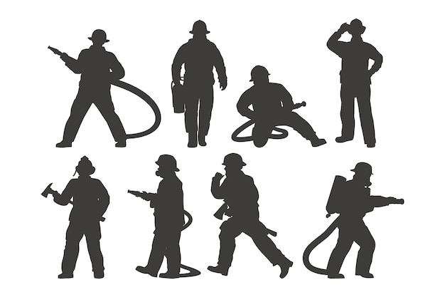 Hand getekend brandweerman silhouet