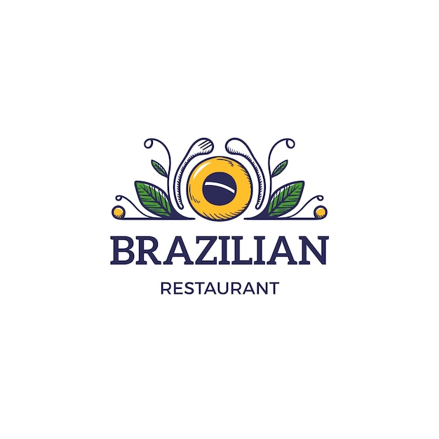 Gratis vector hand getekend braziliaans restaurant logo sjabloon