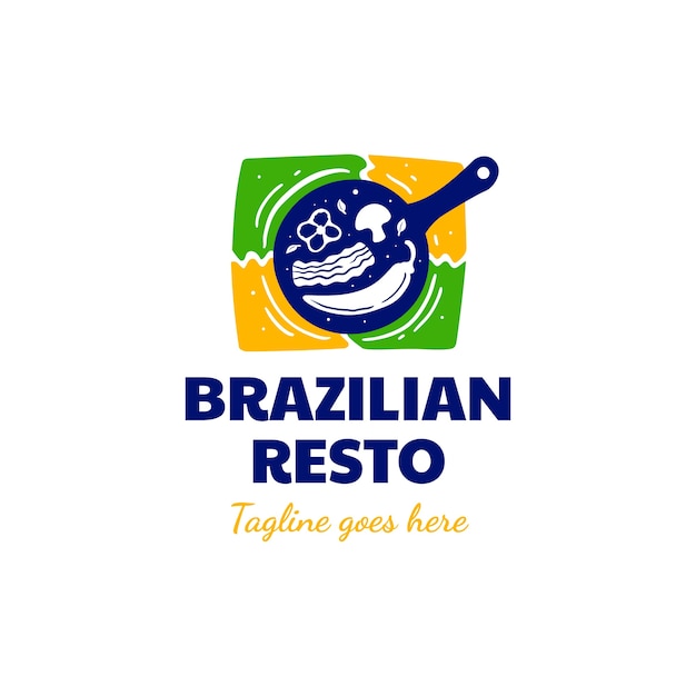 Gratis vector hand getekend braziliaans restaurantlogo