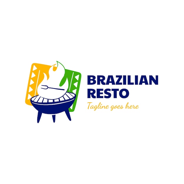 Gratis vector hand getekend braziliaans restaurantlogo