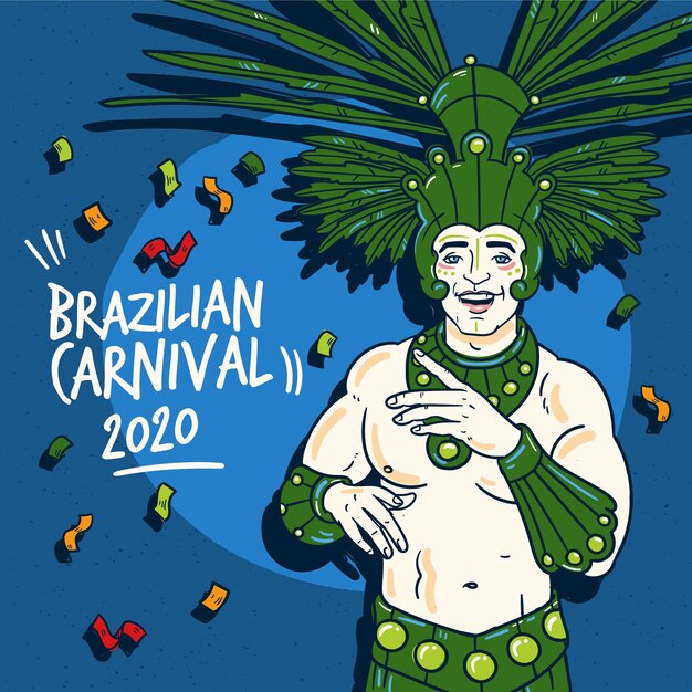 Gratis vector hand getekend braziliaanse carnaval concept