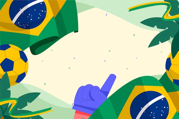 Gratis vector hand getekend braziliaanse voetbal achtergrond