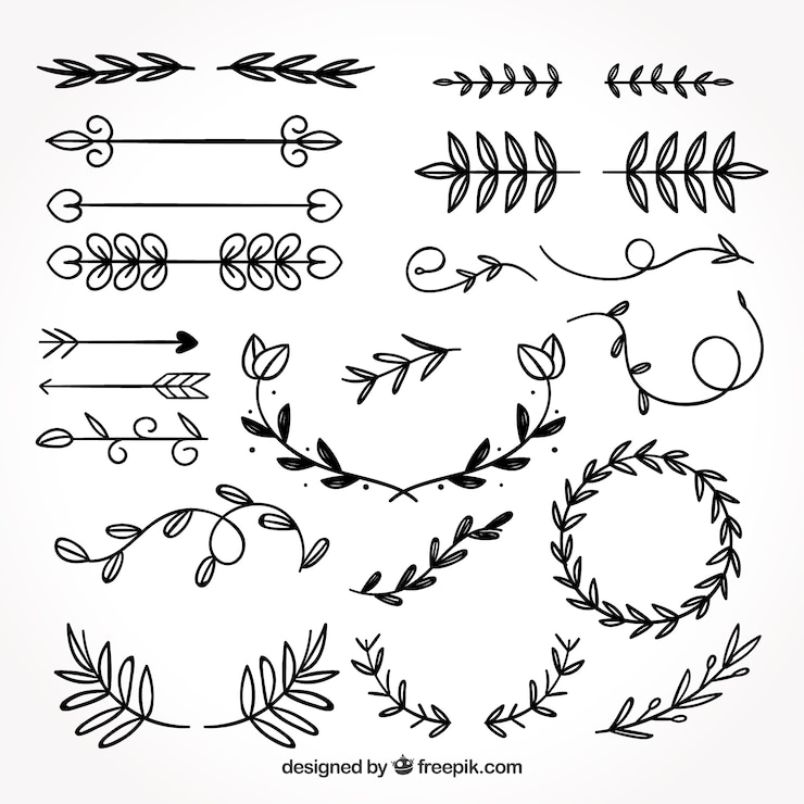 Gratis Vector hand getekend bruiloft sieraad collectie