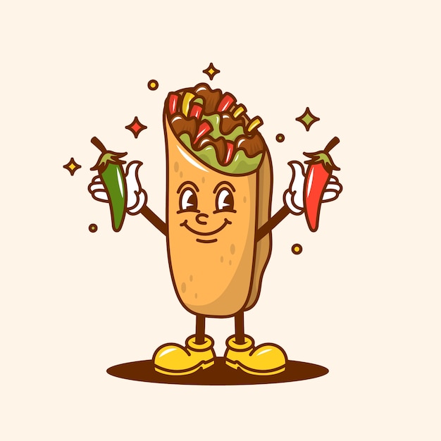 Gratis vector hand getekend burrito cartoon afbeelding