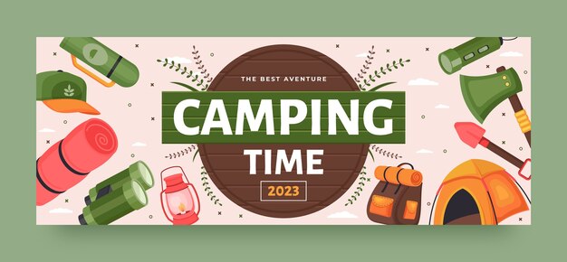 Gratis vector hand getekend camping sjabloonontwerp